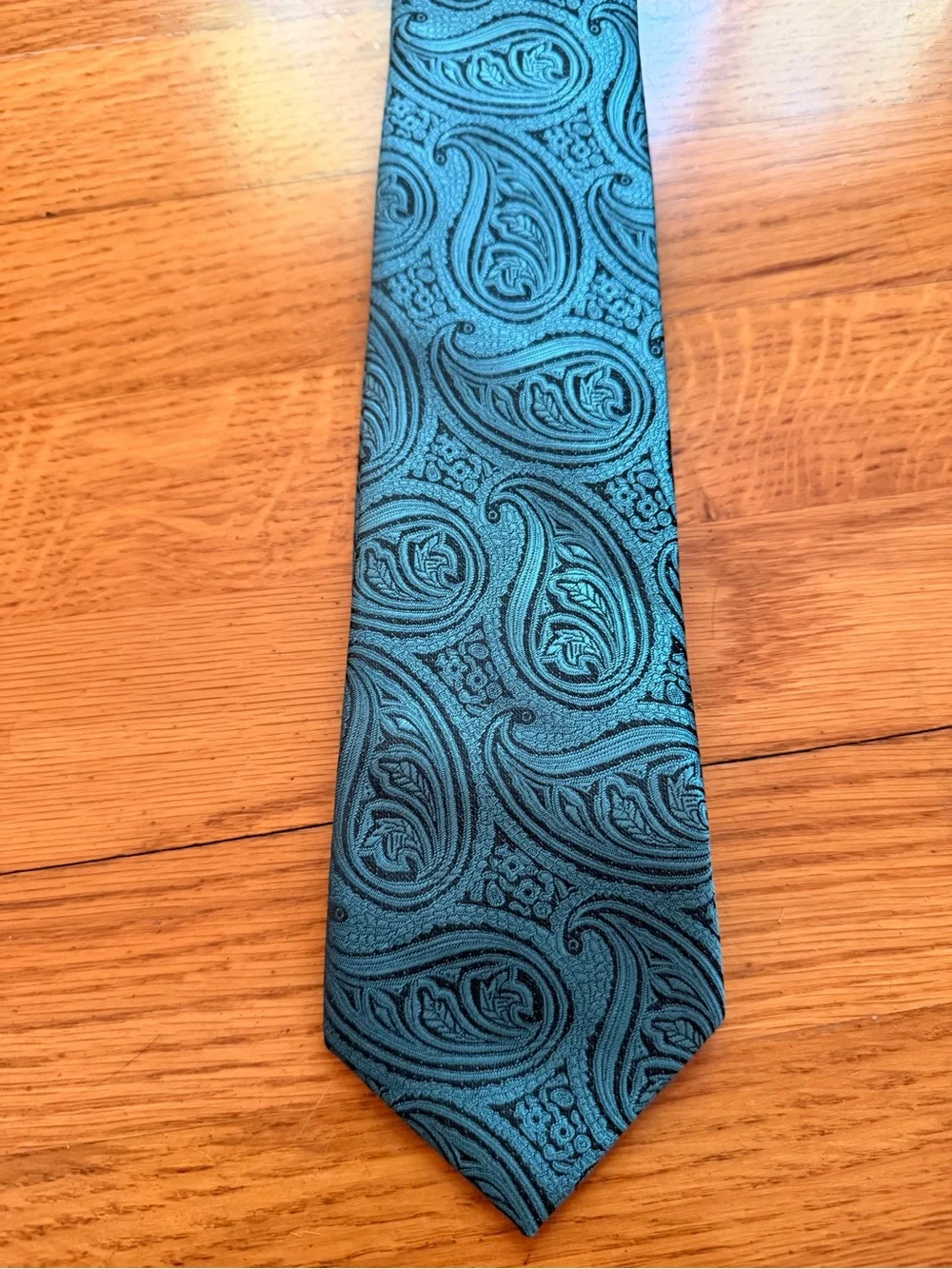 Clericci Teal Paisley Patterned Necktie